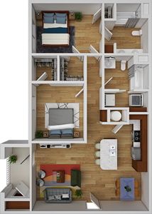 Two Bedroom / Two Bath - 999 Sq. Ft.*