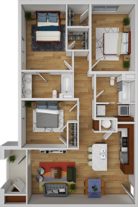 Three Bedroom / Two Bath - 1,218 Sq. Ft.*