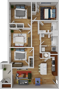 Four Bedroom / Two Bath - 1,218 Sq. Ft.*